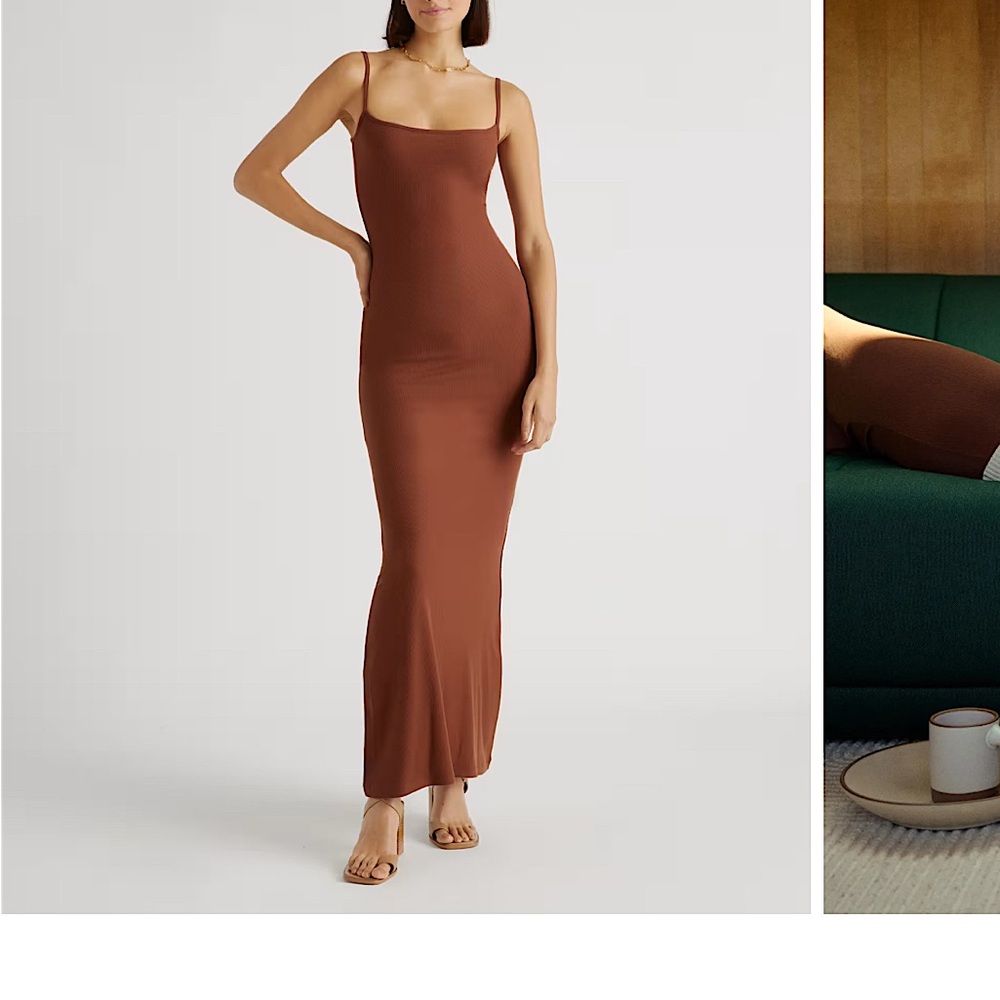 New Quince Tencil Rib Maxi Dress - Brown